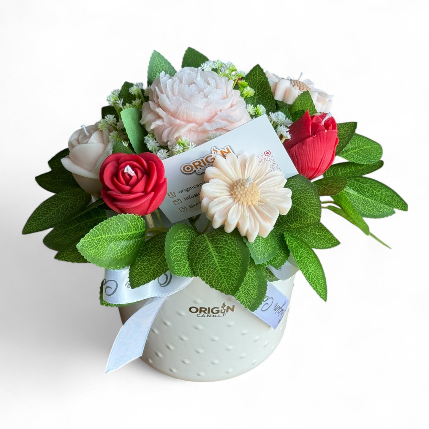 Blush & Red Rose Floral Candle (Code: 1028)