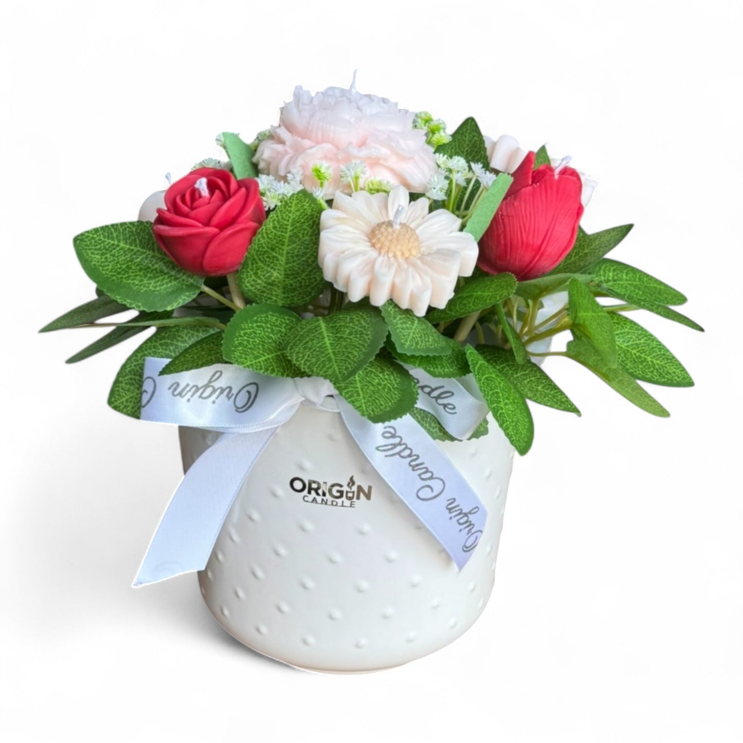 Blush & Red Rose Floral Candle (Code: 1028)